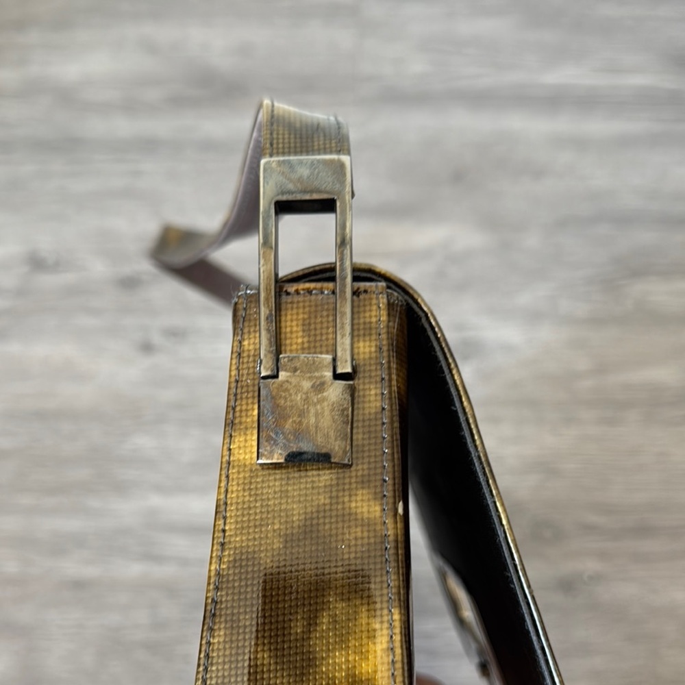 Stuart Weitzman 90s/Y2K Patent Brown and Gold Shoulder Bag - Picture 12 of 13